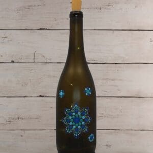Dot Art Wine Bottle - Blue and Green