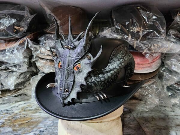 Dragon Of Darkness Leather Top Hat