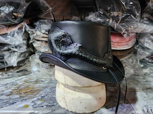 Dragon Of Darkness Leather Top Hat