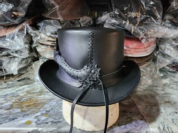 Dragon Of Darkness Leather Top Hat