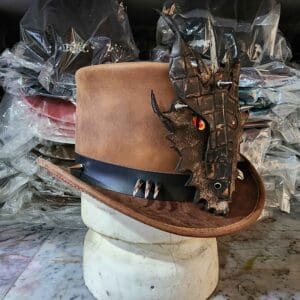 Dragon Of Charisma Brown Leather Top Hat