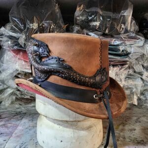 Dragon Of Charisma Brown Leather Top Hat