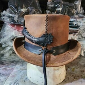 Dragon Of Charisma Brown Leather Top Hat