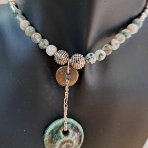 Genuine Tree Agate and Sterling Silver Necklace
