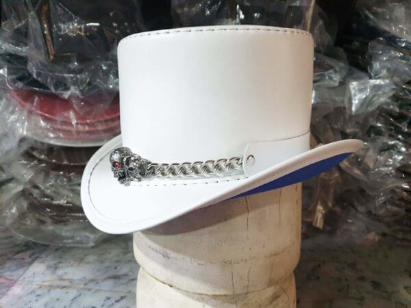 Ghost Rider White Leather Top Hat