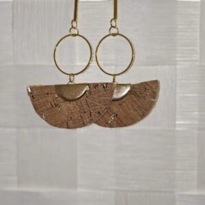 Gorgeous Gold Cork Fringe Fan Earrings