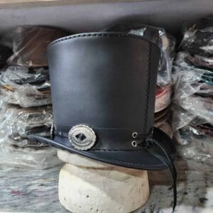 Guns &Amp; Roses Inspired Black Leather Top Hat