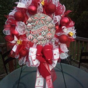 Bright Handmade Merry Christmas Wreath