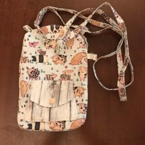 Crossbody Phone Bag with Attached Mini Wallet Set - Pigs