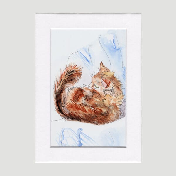 Princess and the Pea Cat Animal Art Mini Print