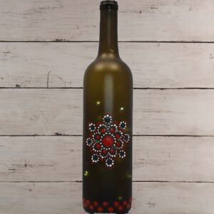 Upcycled Bottle Mandala Art - Red Black and White