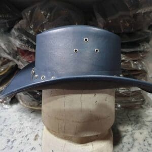 Skull Cross Band Navy Leather Cowboy Hat