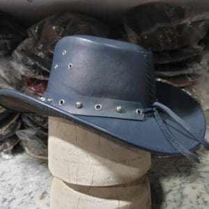 Skull Cross Band Navy Leather Cowboy Hat