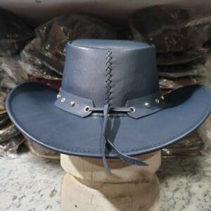 Skull Cross Band Navy Leather Cowboy Hat