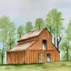 Rustic Barn Watercolor Painting