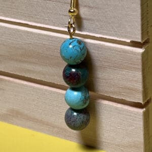 Natural Turquoise Stone Bead Earrings A