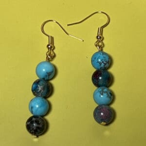 Natural Turquoise Stone Bead Earrings B