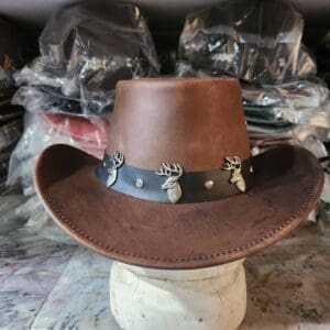 Brown Leather Cowboy Hat