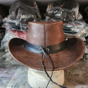 Brown Leather Cowboy Hat