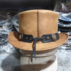 Voodoo Hatter Biker Leather Top Hat