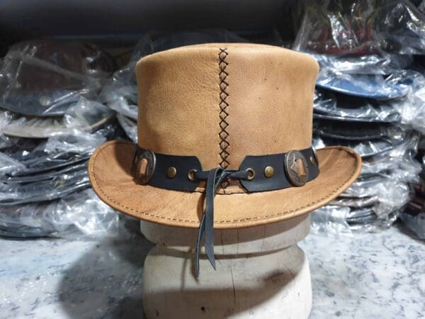 Voodoo Hatter Biker Leather Top Hat