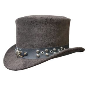 Gothic Skeleton Skull Star Suede Leather Top Hat