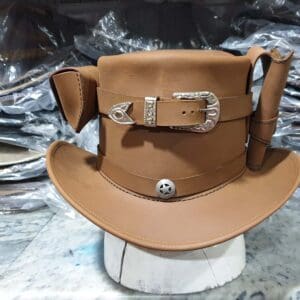 Steampunk Peace Keeper Leather Top Hat