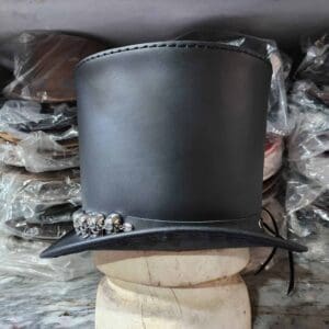 Stovepiper Black Leather Top Hat