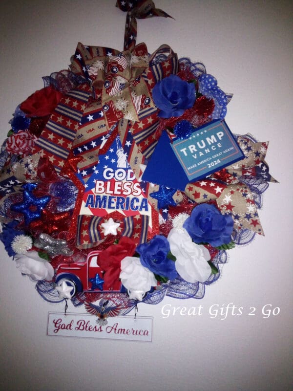 Patriotic Trump Vance Handmade Wreath