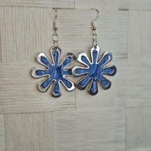 Unique Blue Wave Floral Earrings