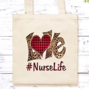 LOVE Nurse Life Canvas Tote Bag