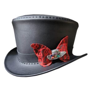Victorian Black Leather Top Hat