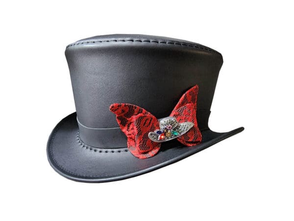 Victorian Black Leather Top Hat