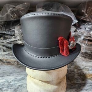 Victorian Black Leather Top Hat