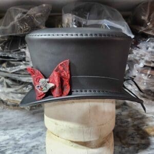 Victorian Black Leather Top Hat