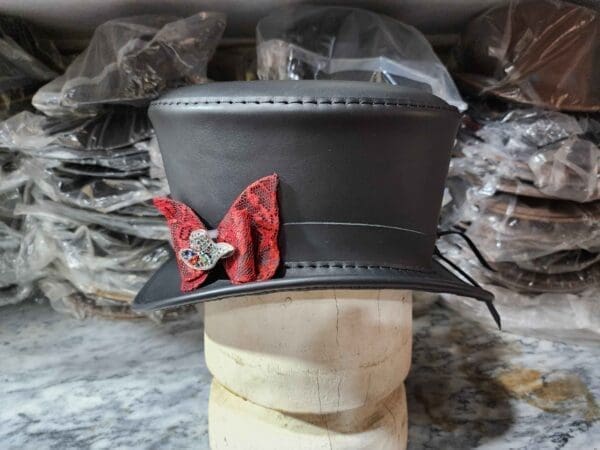 Victorian Black Leather Top Hat