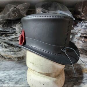 Victorian Black Leather Top Hat