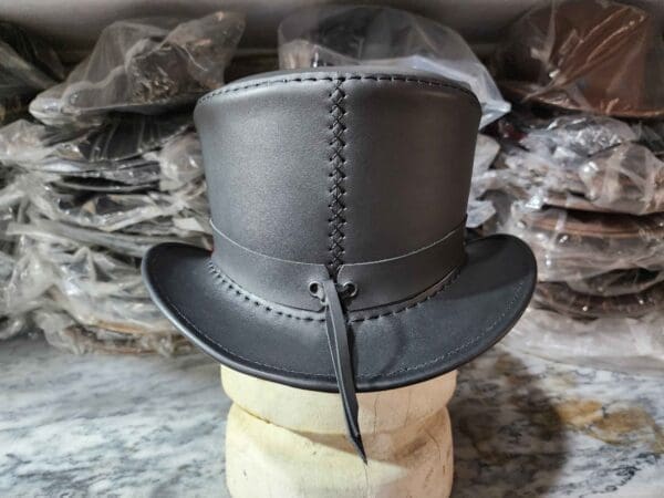 Victorian Black Leather Top Hat