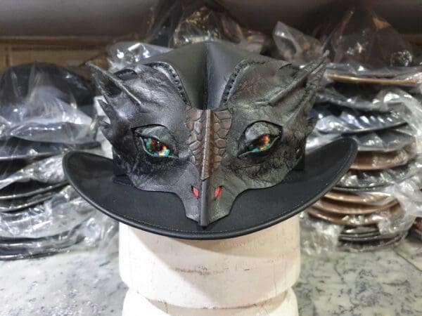 Dragon Mask band Leather Top Hat