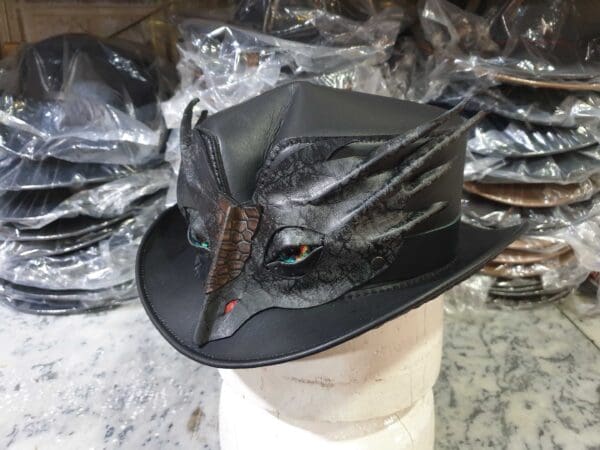 Dragon Mask band Leather Top Hat