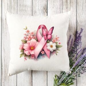 Pink Butterfly and Ribbon Breast Cancer