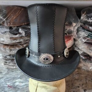 Rock Star Slash Inspired Black Leather Top Hat