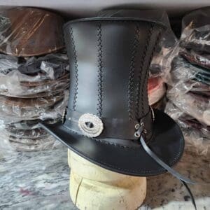 Rock Star Slash Inspired Black Leather Top Hat