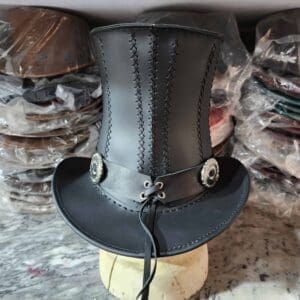 Rock Star Slash Inspired Black Leather Top Hat