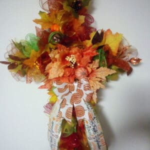 Bright Fall Harvest Cross Wreath