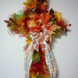 Bright Fall Harvest Cross Wreath