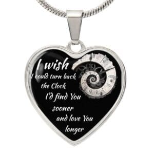 LUXURY HEART PENDANT NECKLACE I WISH I COULD TURN BACK THE CLOCK