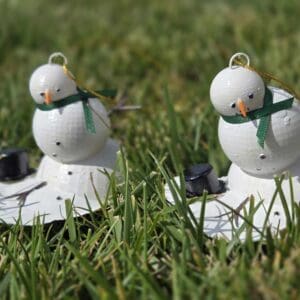 Melty Snowman Ornament With Green Scarf