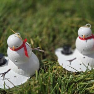 Melty Snowman Ornament With Red